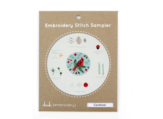 Cardinal Embroidery Stitch Sampler Kit by Kiriki Press