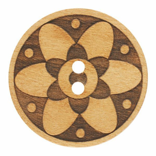 Wood flower button - 311095