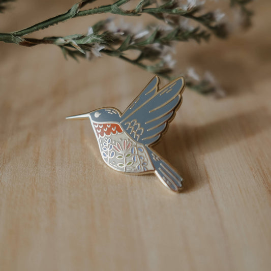 Hummingbird Enamel Pin (With Locking Clasp)