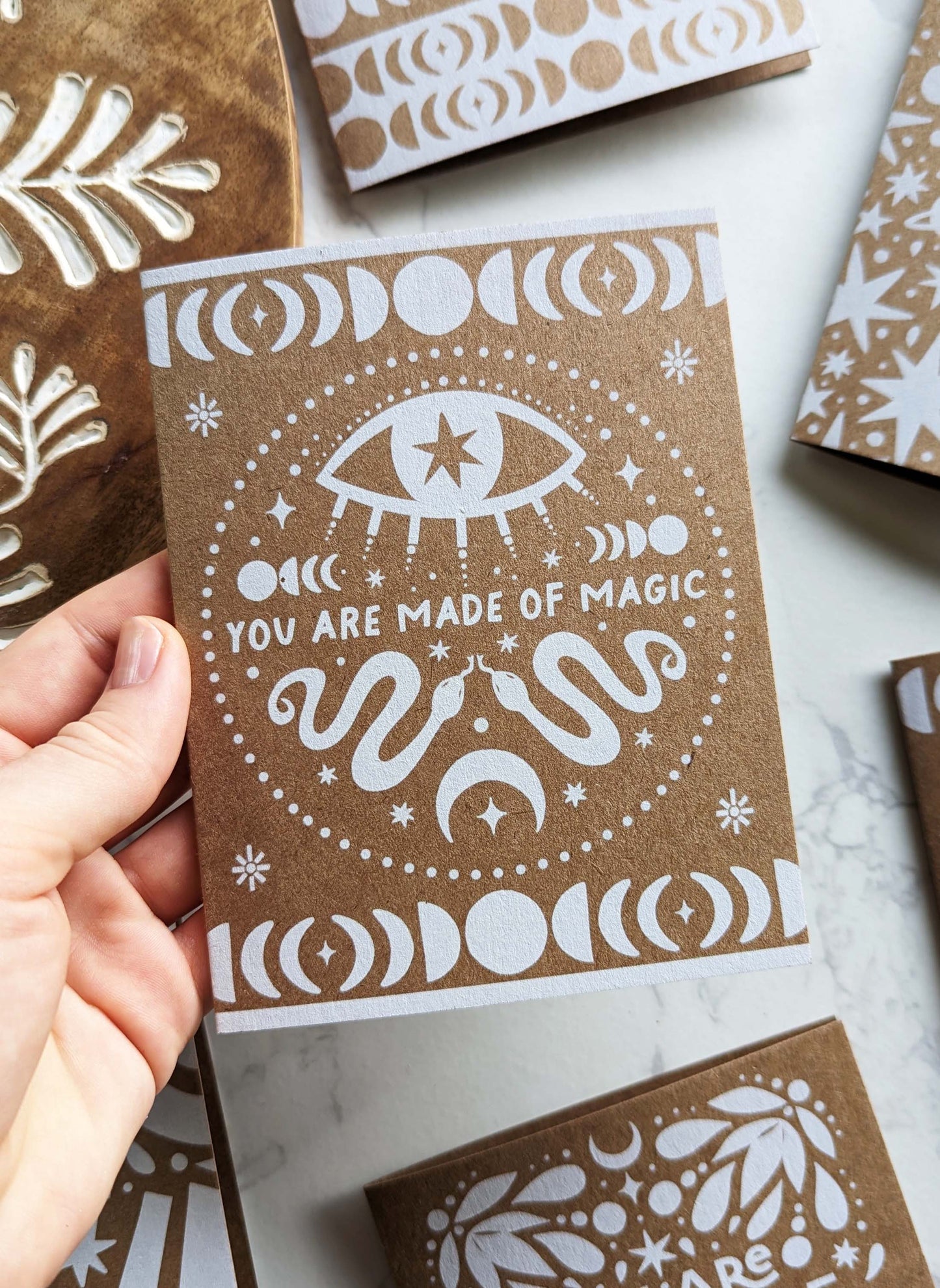 Cute Witchy Moon Eco Friendly Cards, "You are made of Magic"