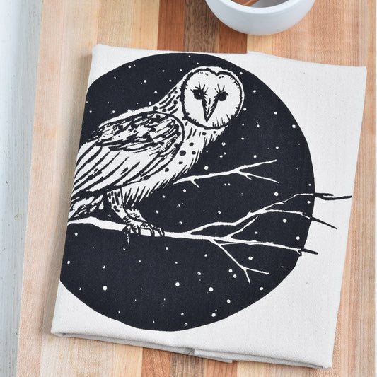 Organic Cotton Barn Owl Tea Towel
