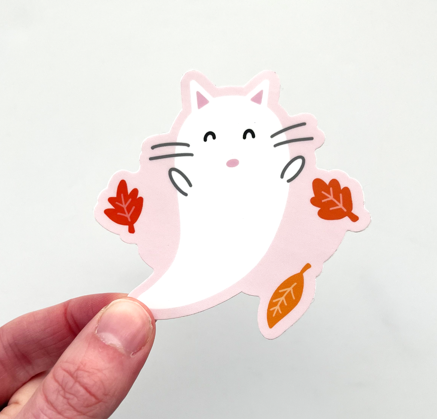 Ghost Cat Leaf Sticker