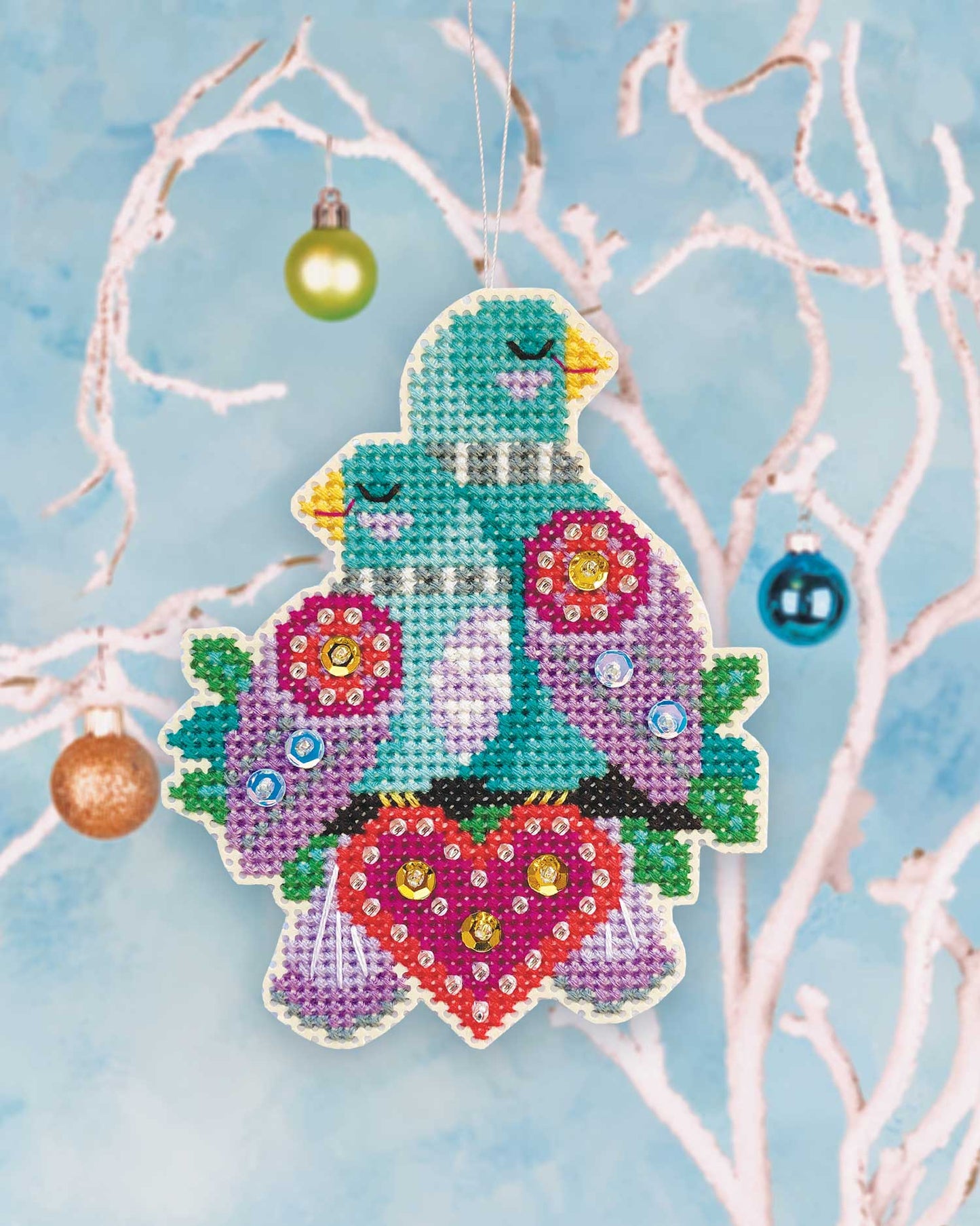 Turtle Doves - Cross Stitch Ornament Kit