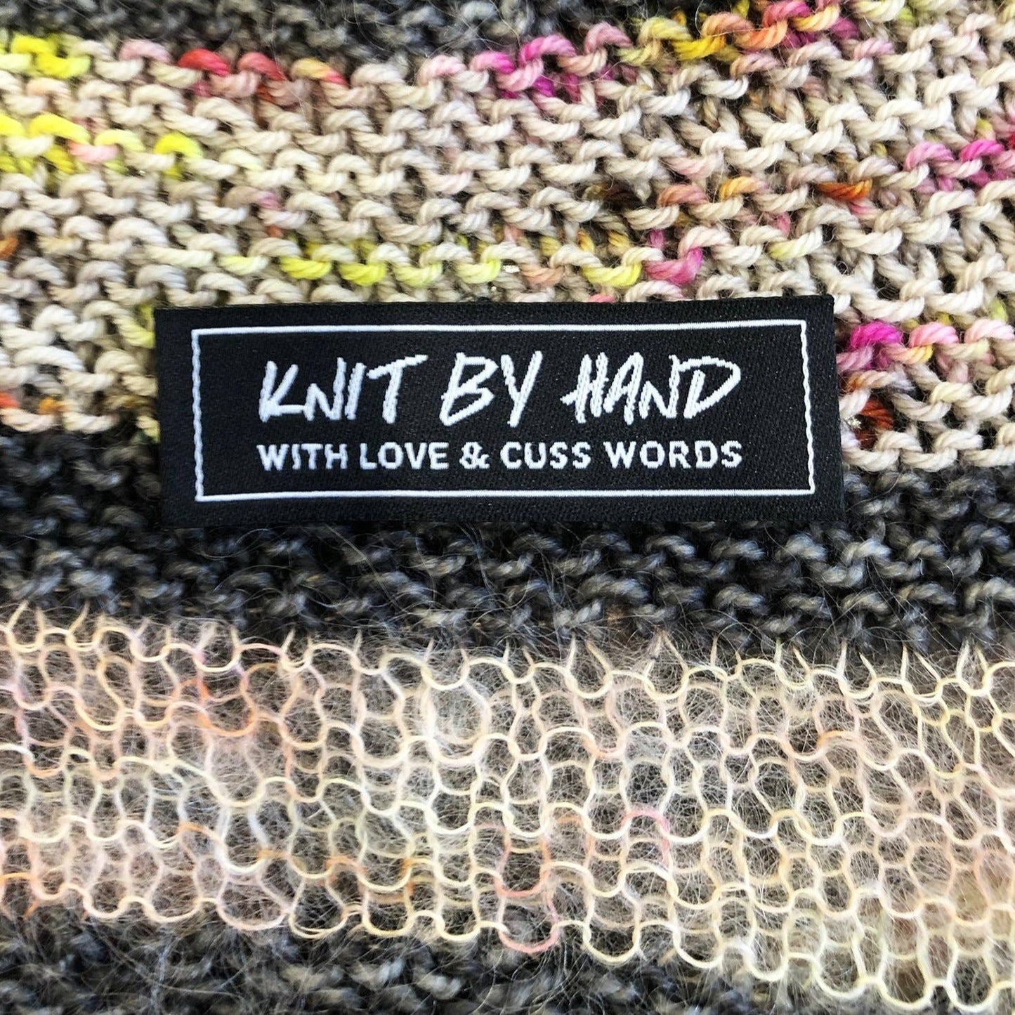 Snarky Woven Labels - "Knit By Hand"