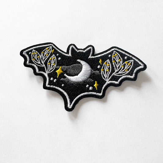 Nature Botanical Bat Iron-On Embroidery Patch