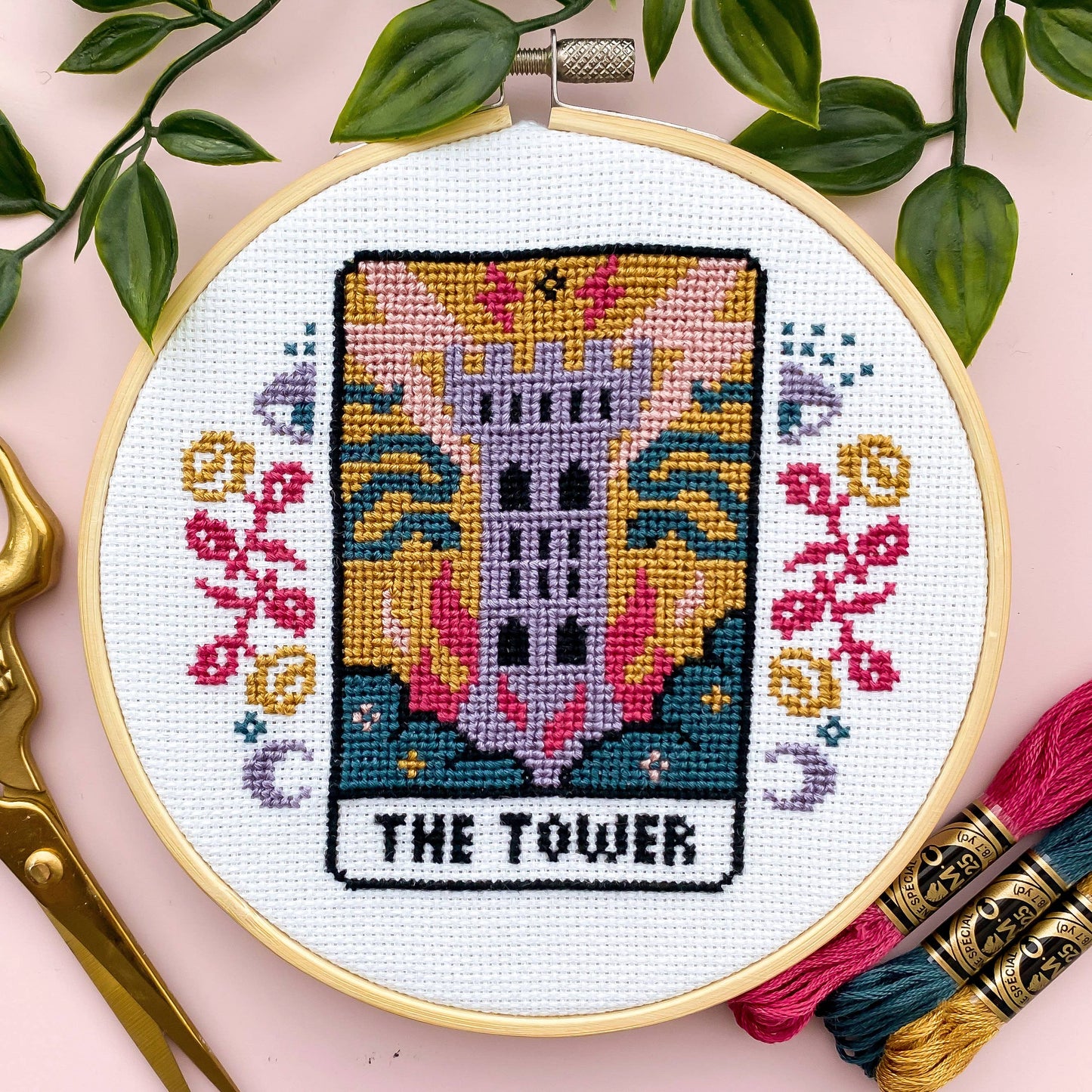 The Tower Tarot Card Cross Stitch Kit