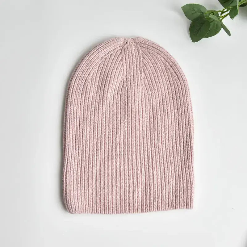 Soft Pink Cashmere & Wool blend 3-in-1 Knit Hat
