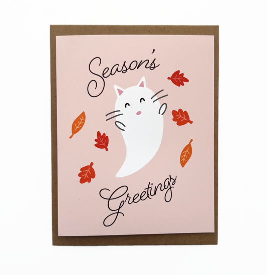 Seasons Greetings Cat Ghost Card
