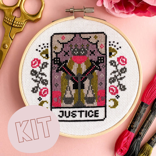 Justice Tarot Card Cross Stitch Kit