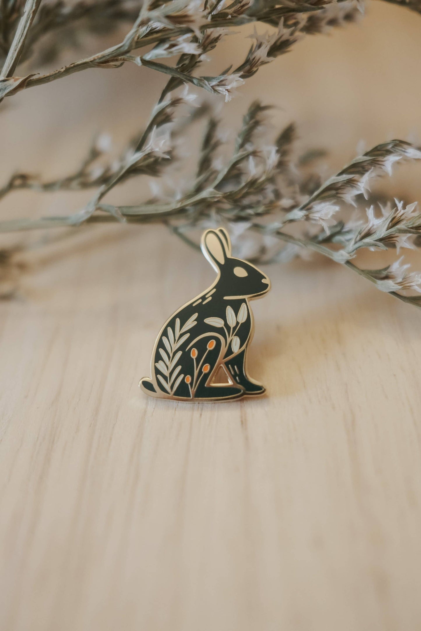 Rabbit Rosemary And Sage Enamel Pin (With Locking Clasp)