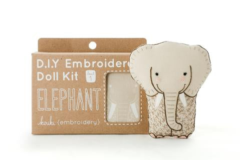 Elephant Embroidery Doll Kit by Kiriki Press