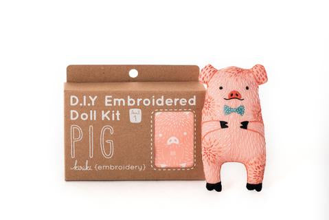 Pig Embroidery Doll Kit by Kiriki Press