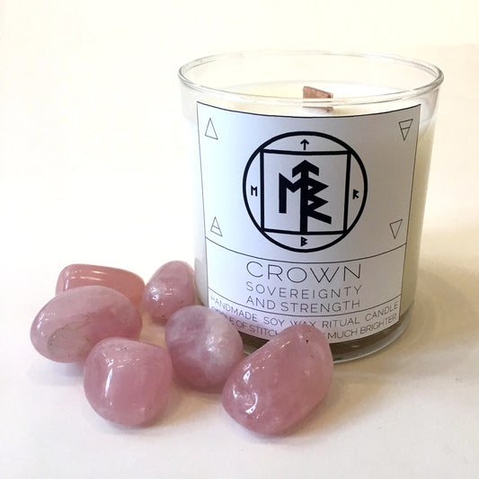 Exclusive Crown Spell Candle for Sovereignty and Strength: Rose + Lavender