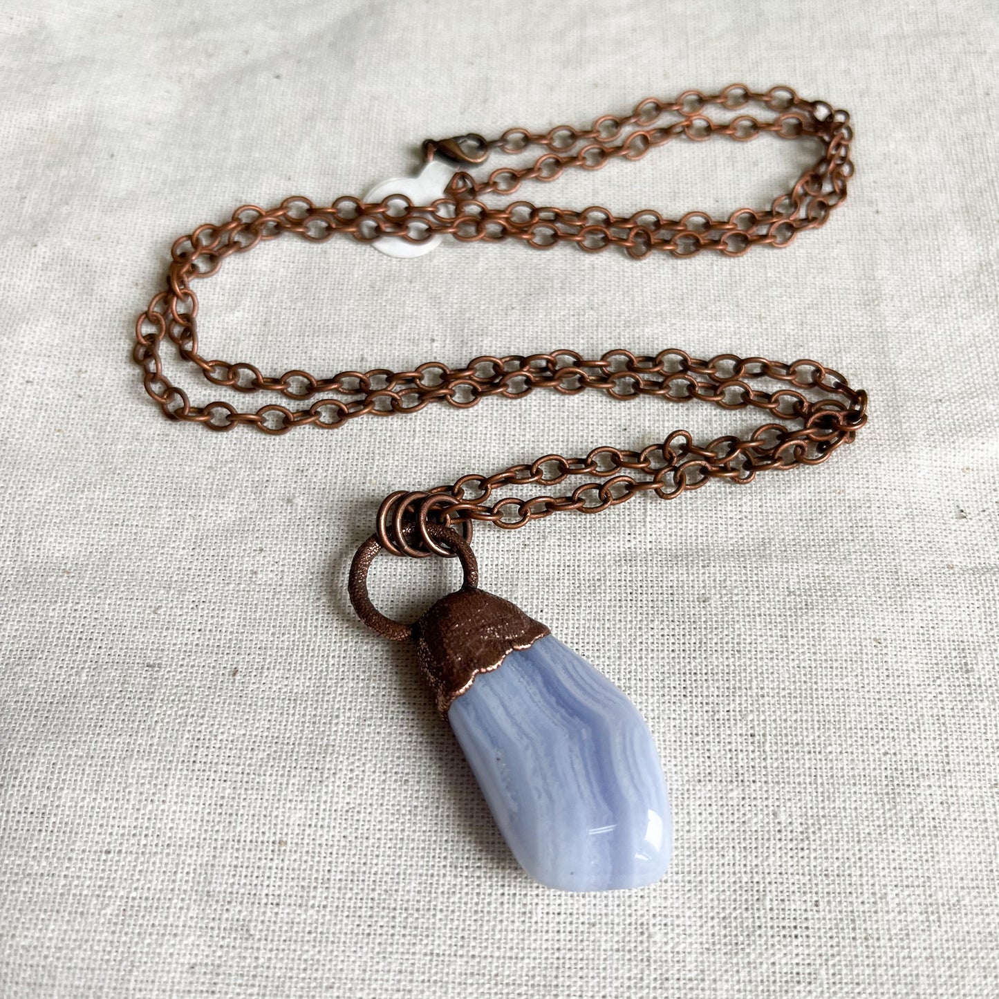 Blue Lace Agate Electroform Necklace by The Cyprus Cabinet