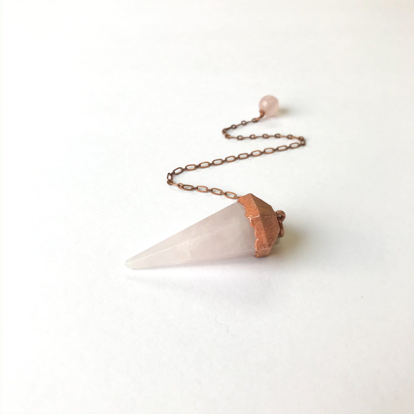 Rose Quartz Electroform Copper Pendulum