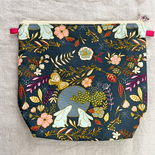 Moon Garden with Rabbits and Butterflies Tall Wedge Project Bag by JessaLu