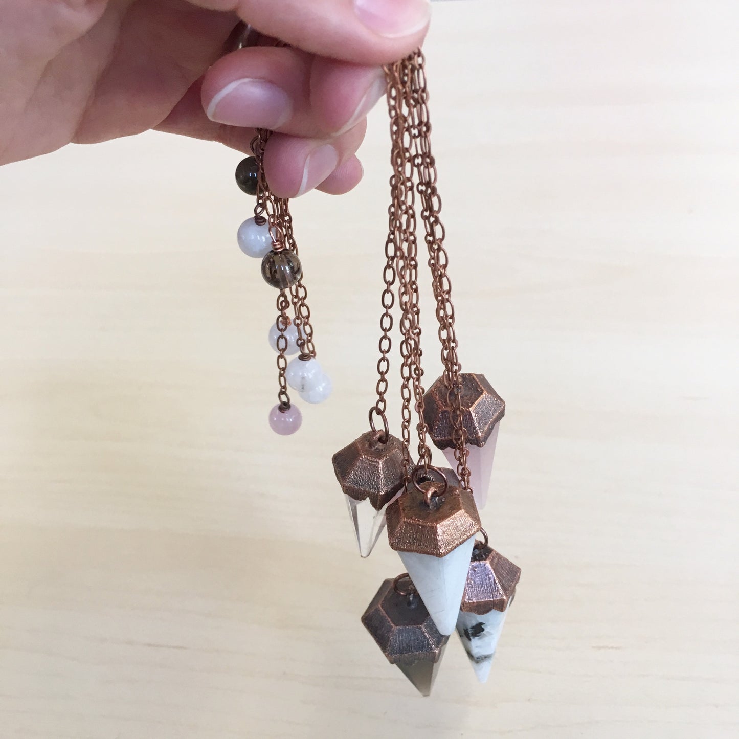 Moonstone Electroform Copper Pendulum