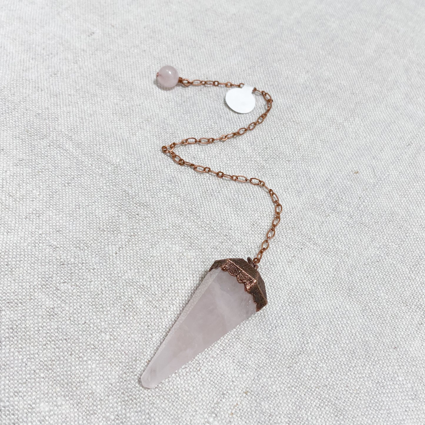 Rose Quartz Electroform Copper Pendulum