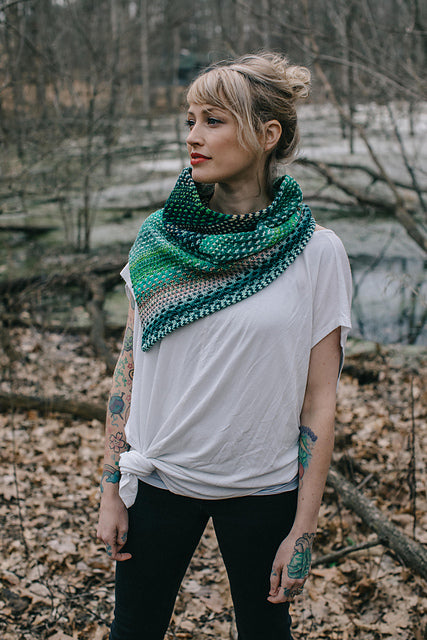 An image of The Shift Cowl knit in Spincycle Dyed in the Wool yarn.
