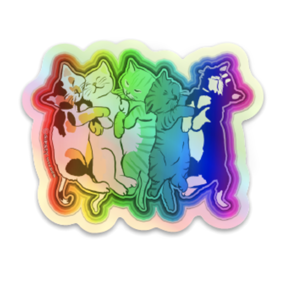 Holographic Rainbow Kittens Sticker
