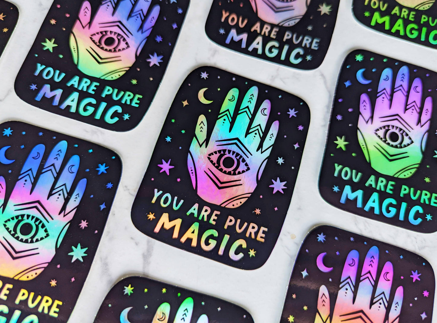 "You are Pure Magic" Hand Evil Eye Holographic Vinyl Sticker