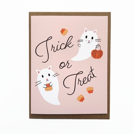 Trick or Treat Cat Ghost Card