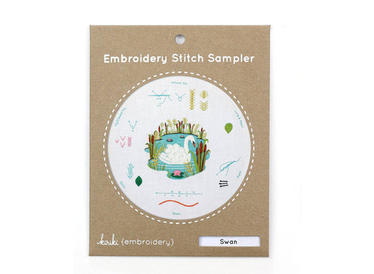 Swan Embroidery Stitch Sampler By Kiriki Press