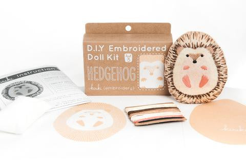 Hedgehog Embroidery Doll Kit by Kiriki Press