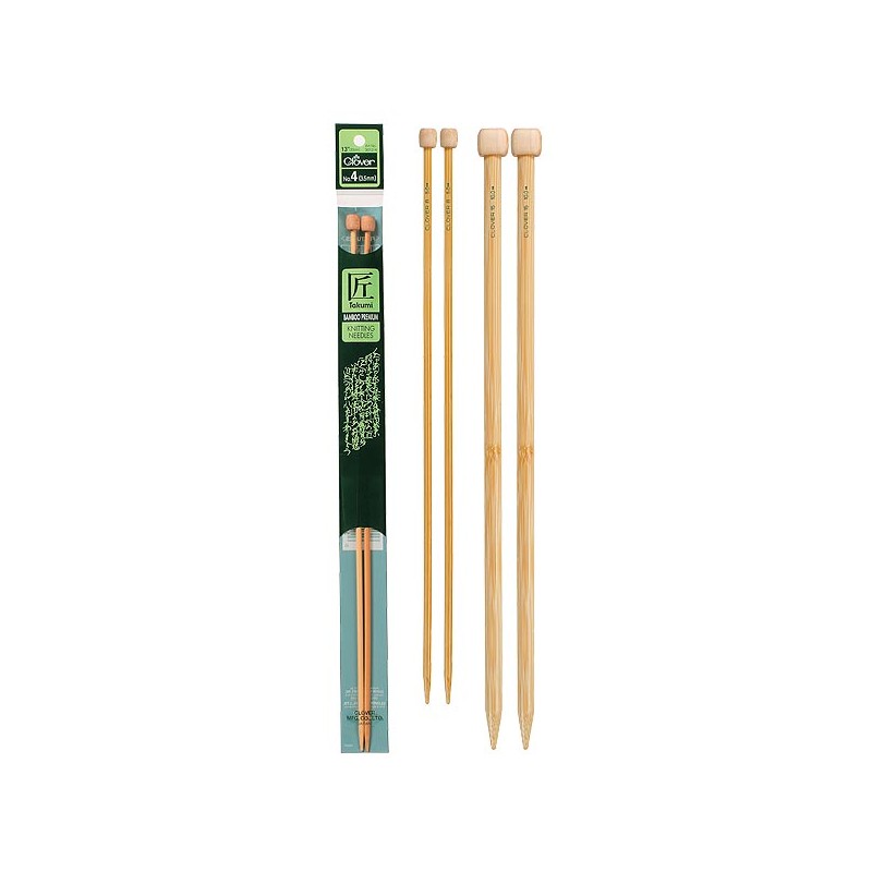 13"-14" Clover Takumi Bamboo Straight Needles 13 +14 in Length
